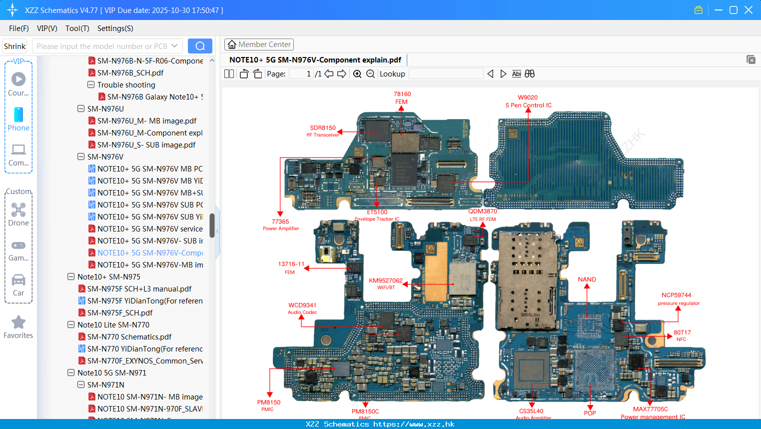 Samsung NOTE10+ 5G SM-N976V-Component Explain
